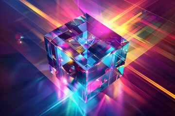 the light spectrum reflected from a crystal cube
 - obrazy, fototapety, plakaty