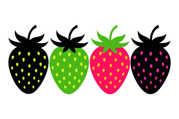 Silhouette Strawberry Illustration coloreful