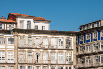 View of lago do toural, architectural details in Guimaraes, Portugal