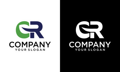 Creative letter CR typographic minimal logo