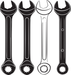 Set of Silhouette Wrench vector illustration.