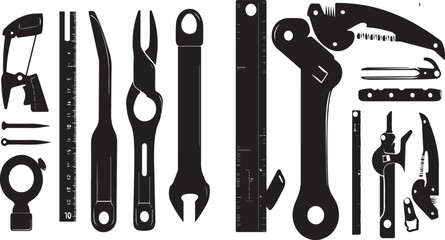 Set of Silhouette Tools vector illustration. Black Silhouette Tools design
