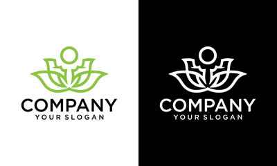 Lotus Flower Logo abstract Beauty Spa salon Cosmetics brand Linear style. Looped Leaves Logotype design vector Luxury Fashion template.