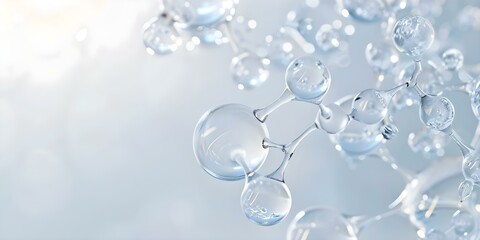 D Design of Hyaluronic Acid Molecules for Cosmetic Advertising: Emphasizing Skincare Solutions. Concept Hyaluronic Acid Benefits, Skin Care Solutions, Cosmetic Advertising, Molecule Design