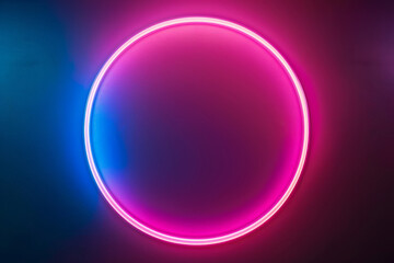 Vibrant neon circle illuminating a dark textured surface, creating a futuristic atmosphere.