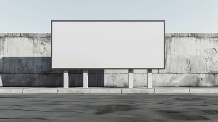 Outdoor board with single stand, in vector. Blank billboard with empty copy space, stand on one bar.