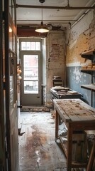 Fototapeta na wymiar Historic bakery restoration, walls steeped in stories, tradition reborn