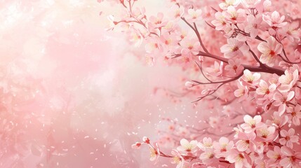 Spring Symphony: Delight in the Harmony of Sakura Blossoms, Witnessing a Flourishing Floral Explosion with Pink Cherry Flowers on a Soft Background, Capturing the Serene Beauty of Nature's Spring