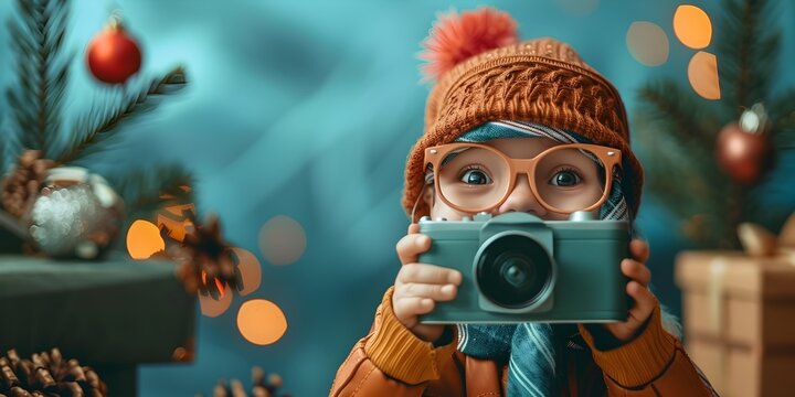 Curious Photographer Capturing Whimsical Moments Amidst Winter Wonderland