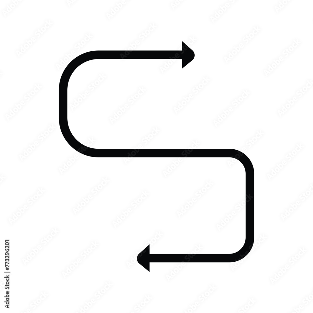 Poster double ended arrow with rounded bent semi circular ends. vector illustration. eps file 60.