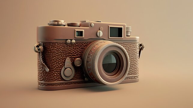 Vintage Clay-Textured 3D Rendered Classic Film Photography Equipment