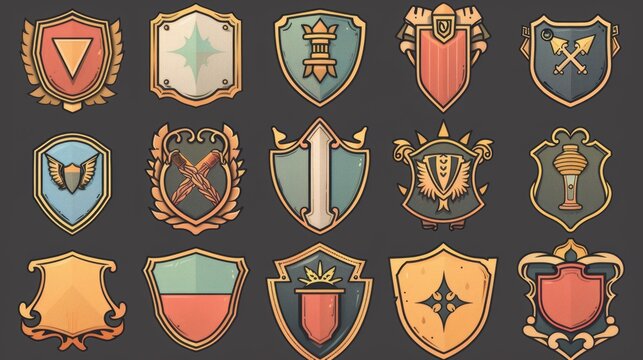 A set of typography of vintage army badges on a black background , graphics on T-shirts