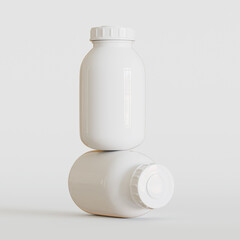 White plastic supplement / medicine mock-up 3d rendering illustration