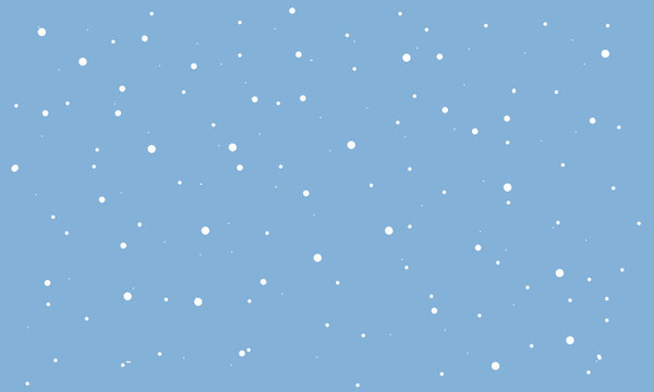 White snow falling on sky blue background seamless pattern. Flat style snowfall repeating texture for christmas greeting card or banner. Vector illustration. EPS 10