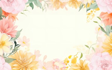 Watercolor Background Frame with Empty Middle