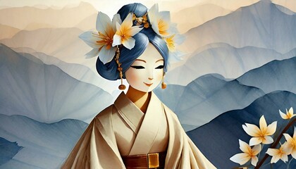 Japanese geisha in traditional clothing