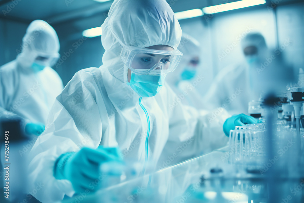 Poster generated with ai image of scientist doing research explore analysis in a laboratory