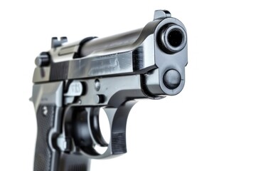 closeup of a gun isolated on white background