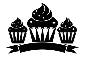Silhouette Vector design of a Cupcake Icon