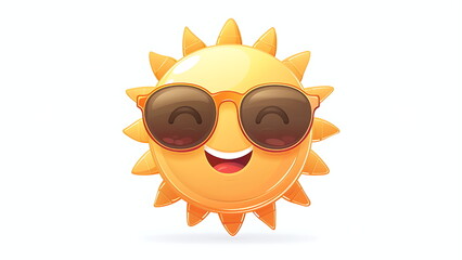 Sun wearing sunglasses and smiling flat design isolated on white background. with generative ai