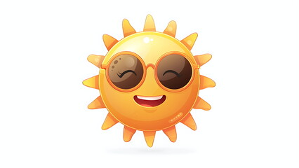 Sun wearing sunglasses and smiling flat design isolated on white background. with generative ai