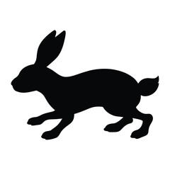 silhouette of a Hare run on white