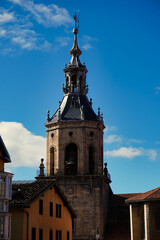 Bell tower of the church of San Miguel Arcángel. Vitoria-Gazteiz, Euzkadi, Spain. It is a Gothic-Renaissance temple built in the 14th century.
