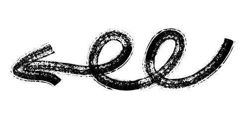 Hand drawn simple arrow drawn with wax crayon, chalk or charcoal. Uneven dry texture for underlining highlighting. Pencil drawn lines, strikethrough, grungy vector isolated on white