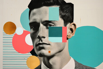 Modern art gallery abstraction creative 3D stylish collage picture made by Generative AI equipment