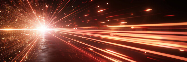 A single beam of light, laser, composed by glowing lines and dots in blue color on black background. futuristic abstract blue neon light motion technology digital concept, Digital Wave Technology