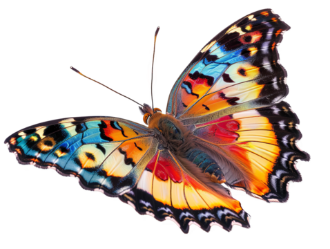 The captivating beauty of a butterfly s multicolored wings isolate on transparent background, cutout, png