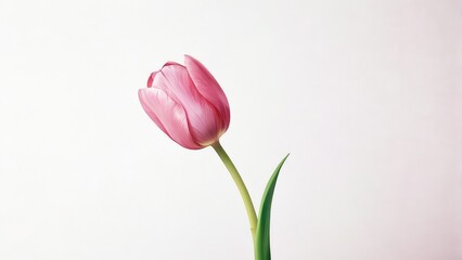 Springtime Charm Pink Tulip Blossom on White
