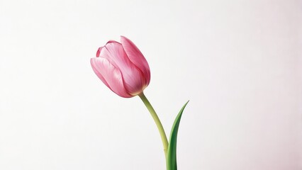 Fototapeta premium Springtime Charm Pink Tulip Blossom on White