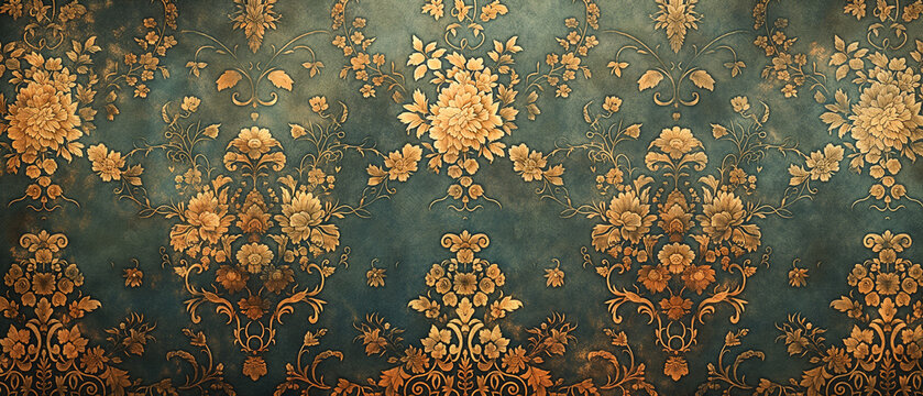 Persian wallpaper design inspired by the Achaemenid Empire. Intricate design and scrolling floral motifs. Vibrant resource background.	