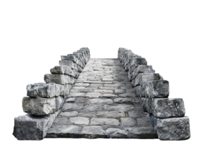 Ancient stone bridge extends into the distance isolate on transparent background, cutout, png