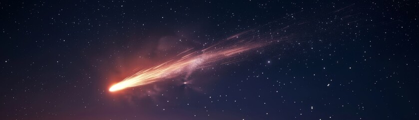 A comet racing across the night sky, a celestial spectacle isolated on white background