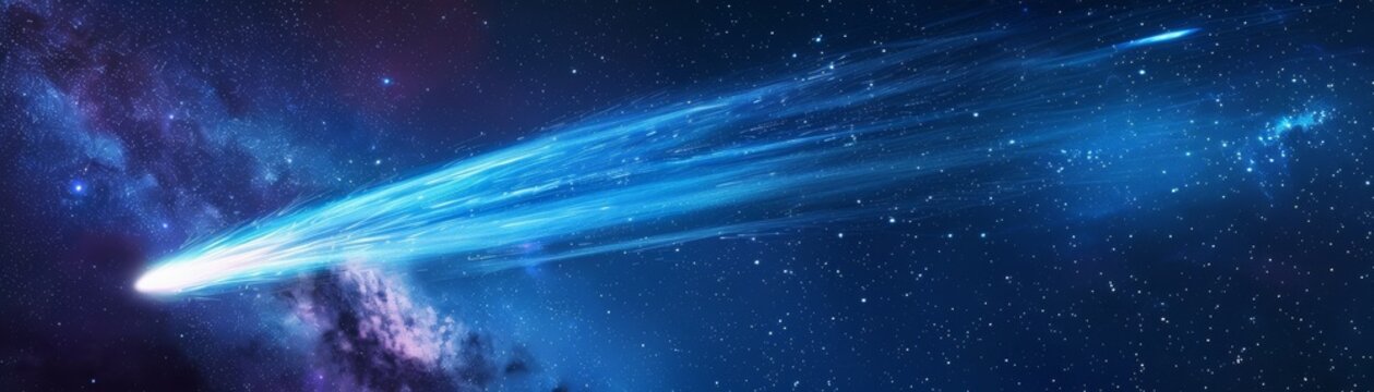 Comet racing across the night sky, a celestial spectacle background