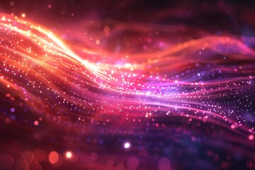 Fototapeta premium Abstract Glowing Light Waves with Bokeh Particles