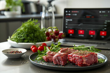 Digital dashboard for managing meat inventory and sales, showcasing software solutions without human interaction.