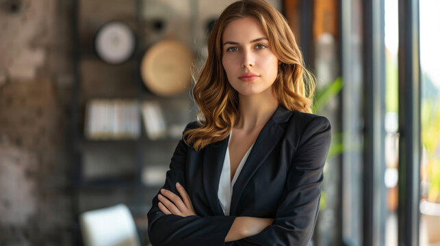 A businesswoman posing with confidence, successful women entrepreneur concept.