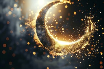 Solar eclipses come with a sparkle effect, the sun and moon performing a beautiful, strange ballet of magic background - obrazy, fototapety, plakaty