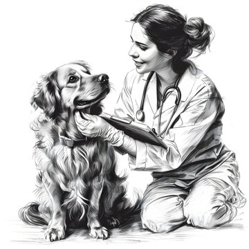 Compassionate Veterinarian Providing Attentive Care and Comfort to a Rescue Dog during a Thorough Examination