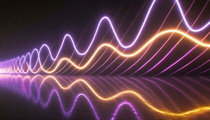 Abstract background with glowing neon lights in pulse shaped lines