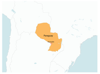 Obraz premium Outline of the map of Paraguay with regions