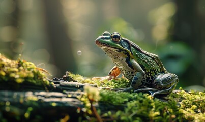 Obraz premium Closeup view of frog in the grass