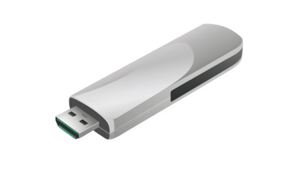 USB Flash Drive PNG: Portable Storage Solution Isolated on White | Transparent Background | Hand Edited Generative AI