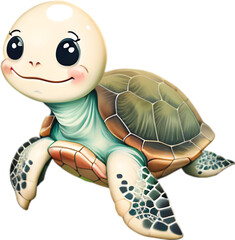 Close-up of a cute cartoon Sea Turtle Icon.