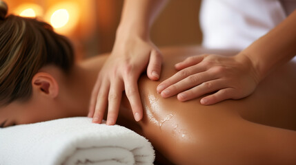 Obraz na płótnie Canvas Back Massage at Spa, Spa and Wellness, Calming Back Massage