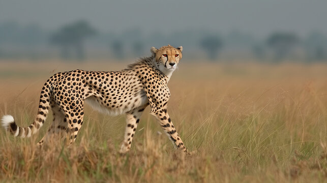 Cheetah in the Wild - African Savannah at Sunset, Safari in Africa - Cheetah Surveying the Savannah