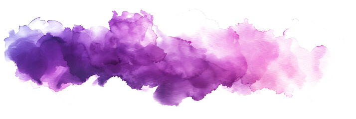 Violet and magenta gradient watercolor paint wash on transparent background.
